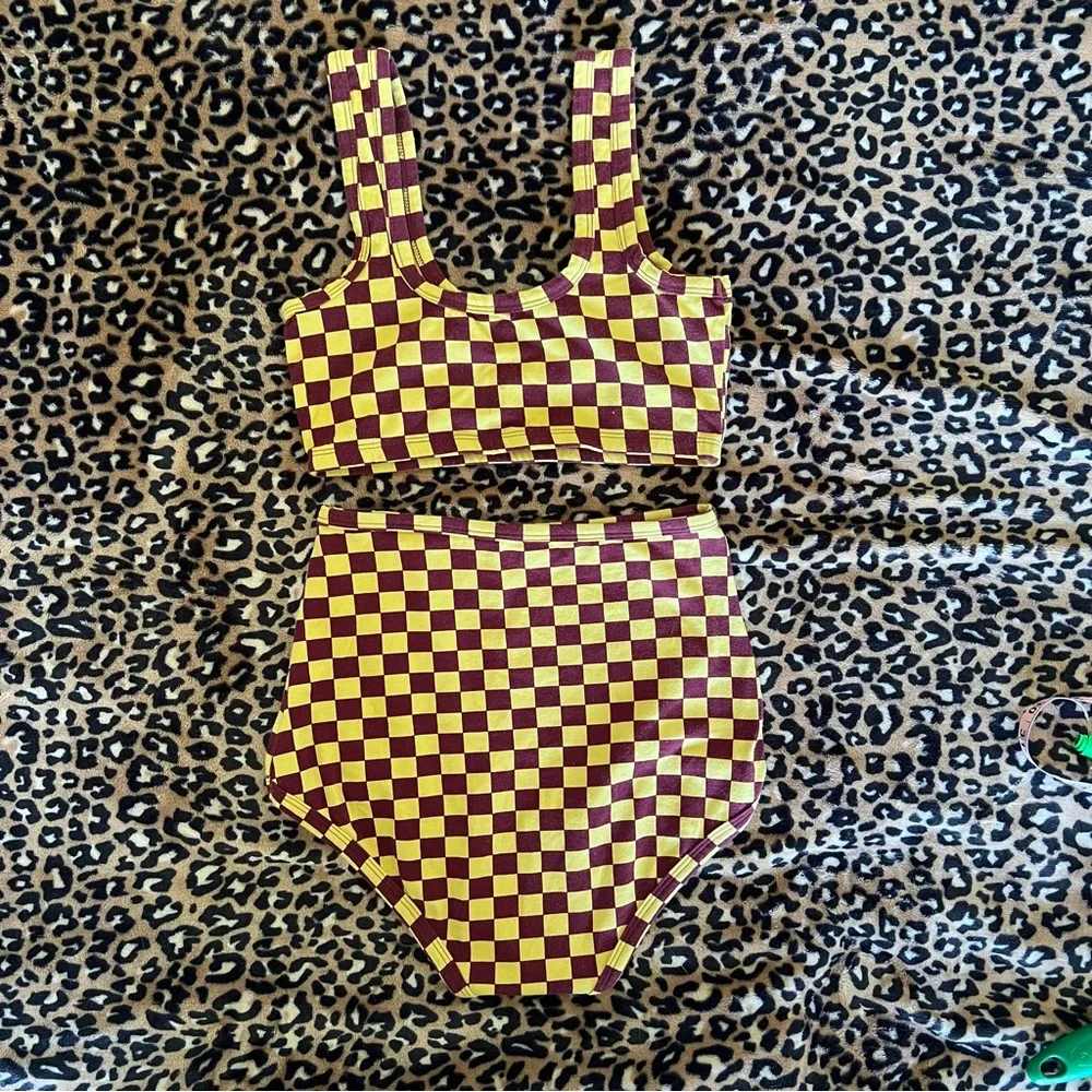 ARQ Set Wide Strap Bralette (M) and High Waisted Underwear (S) Pierrot checkered - Picture 2 of 7